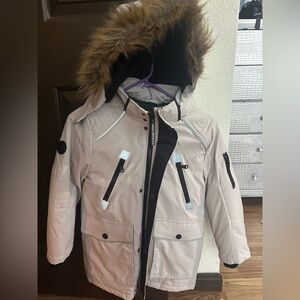 Beige winter jacket size 8 for boys